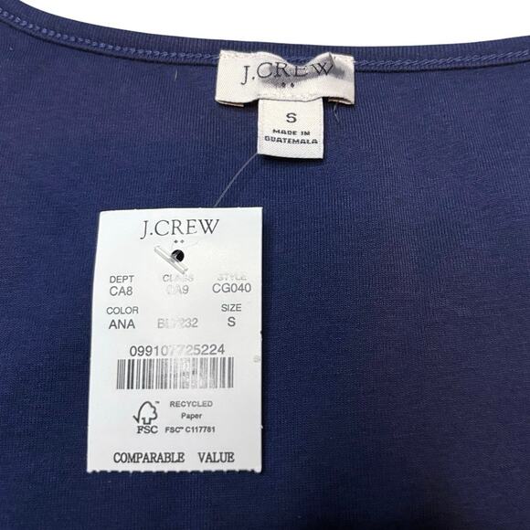 J.Crew Factory Ribbed Scoopneck Tank Top Navy Blue 100% Cotton NWT Size S - Picture 3 of 4